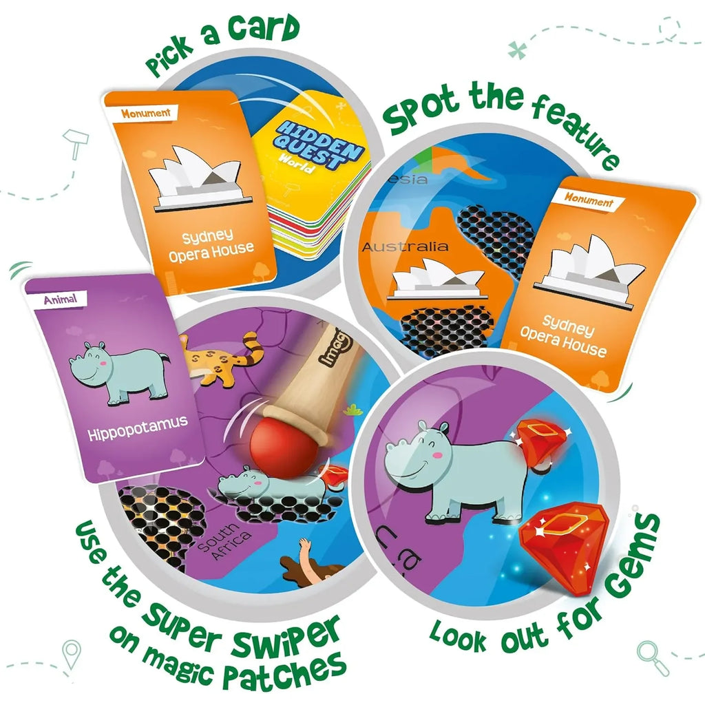 Imagimake Mapology Hidden Quest World – Interactive World Geography Game for Kids Ages 7+ | Educational Toy for Boys & Girls with Swiping Fun, 130+ Features, Gems & Treasure Box - Naivri