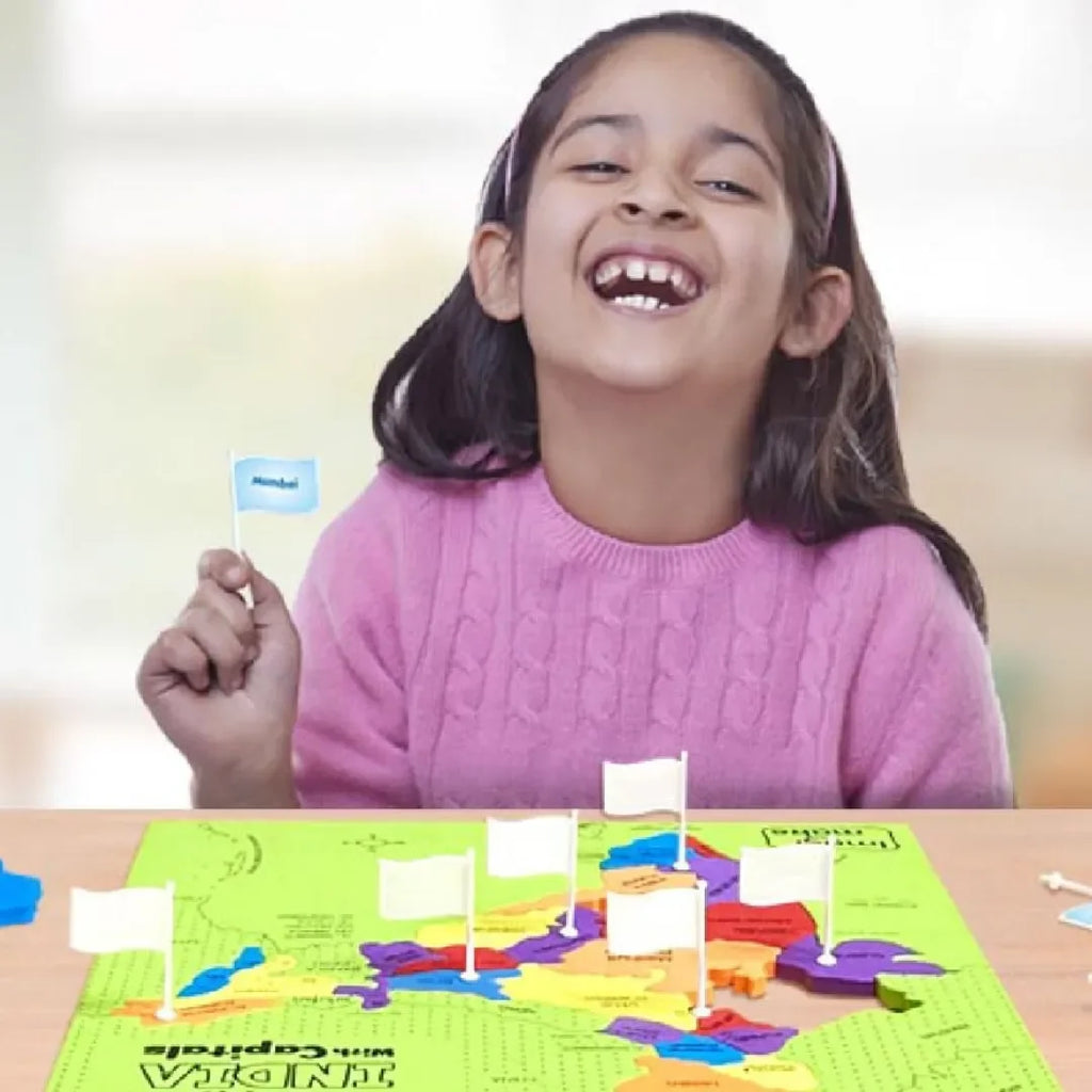 Imagimake: Mapology India and World Maps with Capitals | Educational Geography Puzzle Toy for Kids | Learn Countries, States, Capitals & Flags | Age 5+ - Naivri
