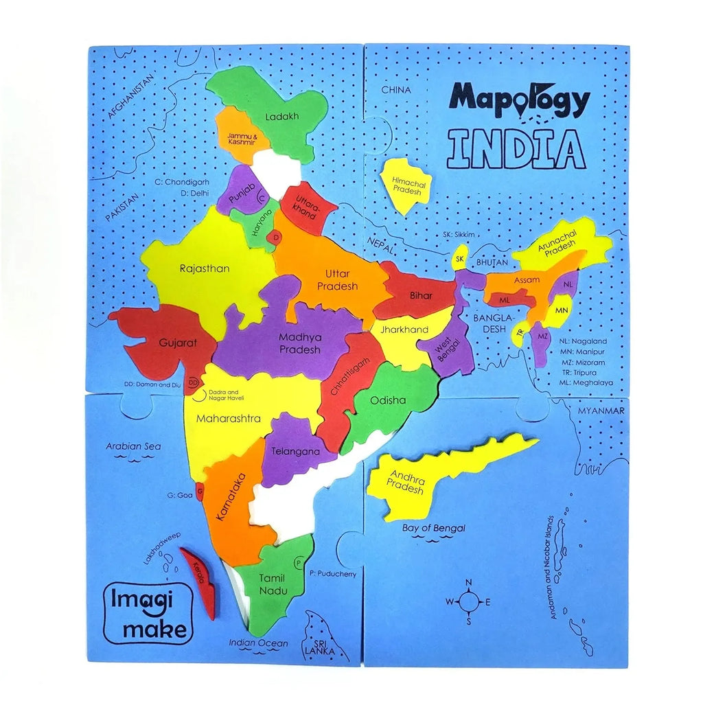 Imagimake Mapology India Map Puzzle | Educational Geography Toy for Kids | Learn Indian States & Union Territories | Ideal Gift for Ages 4–8 - Naivri