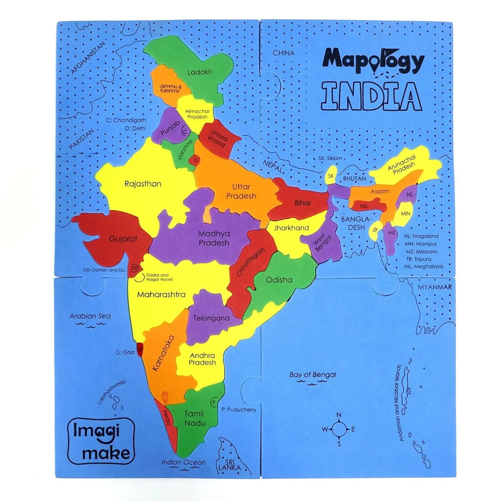 Imagimake Mapology India Map Puzzle | Educational Geography Toy for Kids | Learn Indian States & Union Territories | Ideal Gift for Ages 4–8 - Naivri