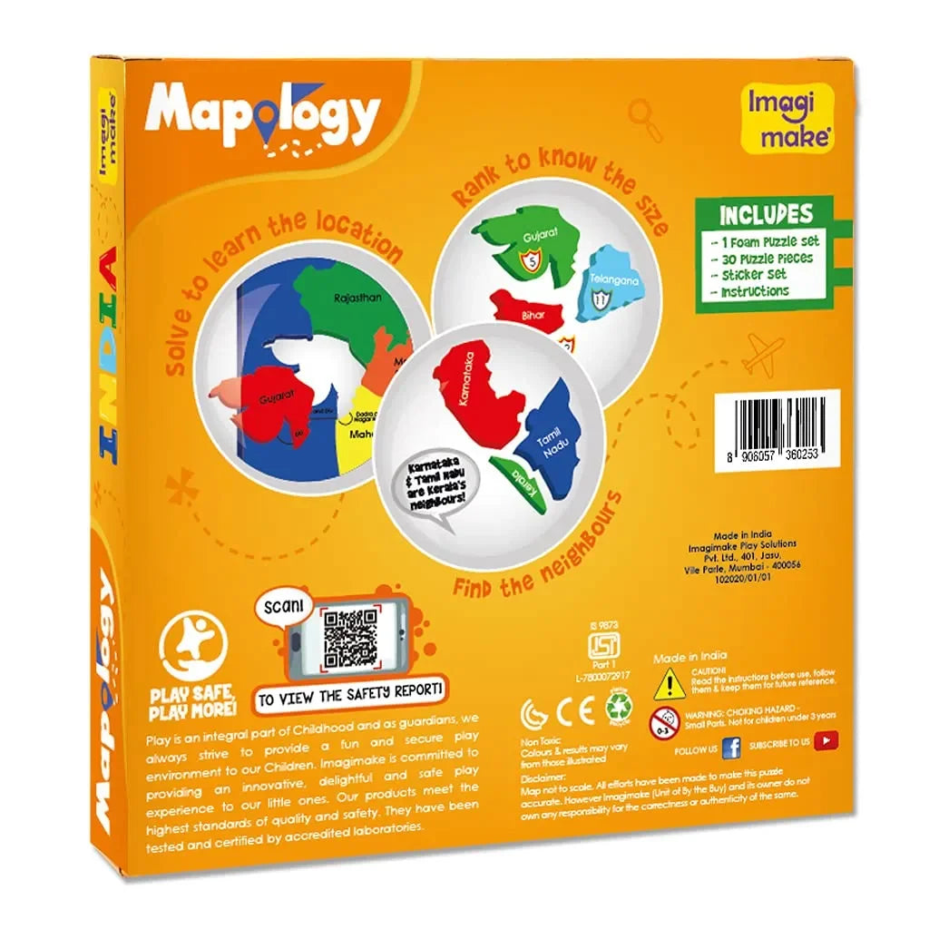Imagimake Mapology India Map Puzzle | Educational Geography Toy for Kids | Learn Indian States & Union Territories | Ideal Gift for Ages 4–8 - Naivri
