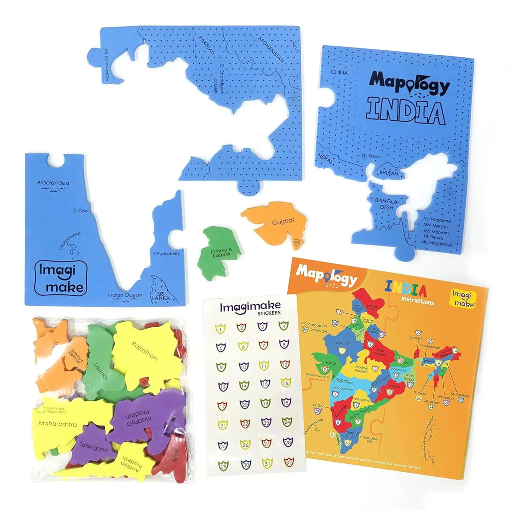 Imagimake Mapology India Map Puzzle | Educational Geography Toy for Kids | Learn Indian States & Union Territories | Ideal Gift for Ages 4–8 - Naivri