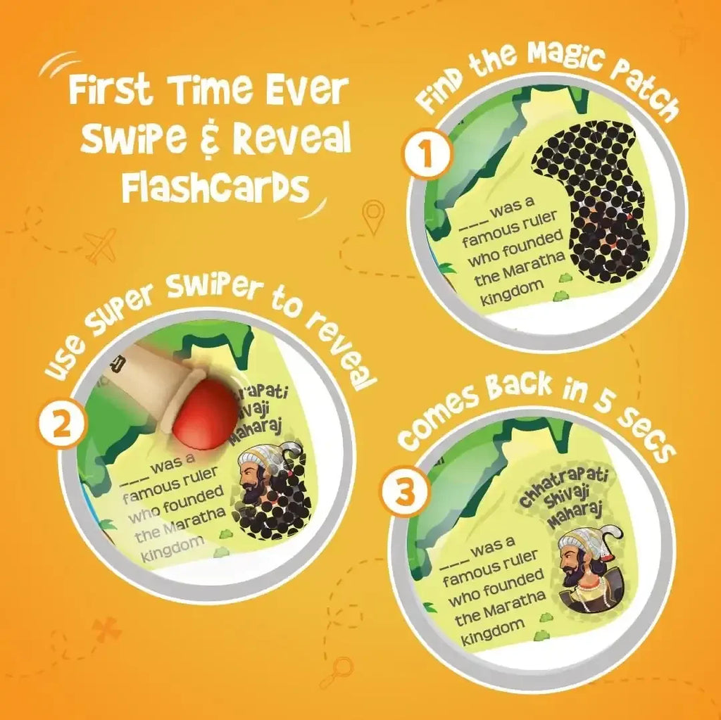 Imagimake Mapology India Map with Flash Card | Swipe & Reveal Educational Puzzle Game for Kids 7+ | Interactive Map Puzzle and Card Game with 200+ Facts | Learning Toys for Geography Enthusiasts - Naivri