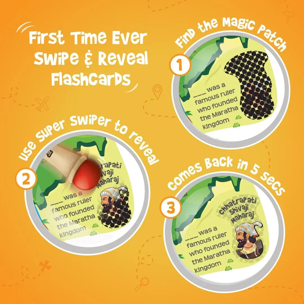 Imagimake Mapology India Map with Flash Card | Swipe & Reveal Educational Puzzle Game for Kids 7+ | Interactive Map Puzzle and Card Game with 200+ Facts | Learning Toys for Geography Enthusiasts - Naivri