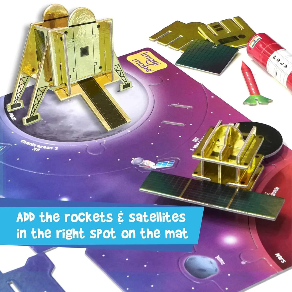 Imagimake Mapology - ISRO India’s Space Odyssey | 3D Puzzle & Model Making Kit | Rockets & Satellites | Educational Toys for Kids (7+ Years) - Naivri