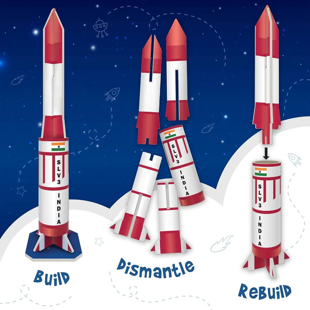 Imagimake Mapology - ISRO India’s Space Odyssey | 3D Puzzle & Model Making Kit | Rockets & Satellites | Educational Toys for Kids (7+ Years) - Naivri