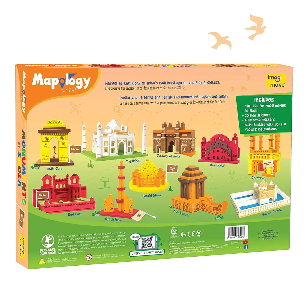 Imagimake Mapology Monuments of India Construction Set – Build 10 Iconic Indian Heritage Monuments | Educational Construction Toy for Kids 5+ | Multicolor 3D Puzzle with Facts & Flags - Naivri