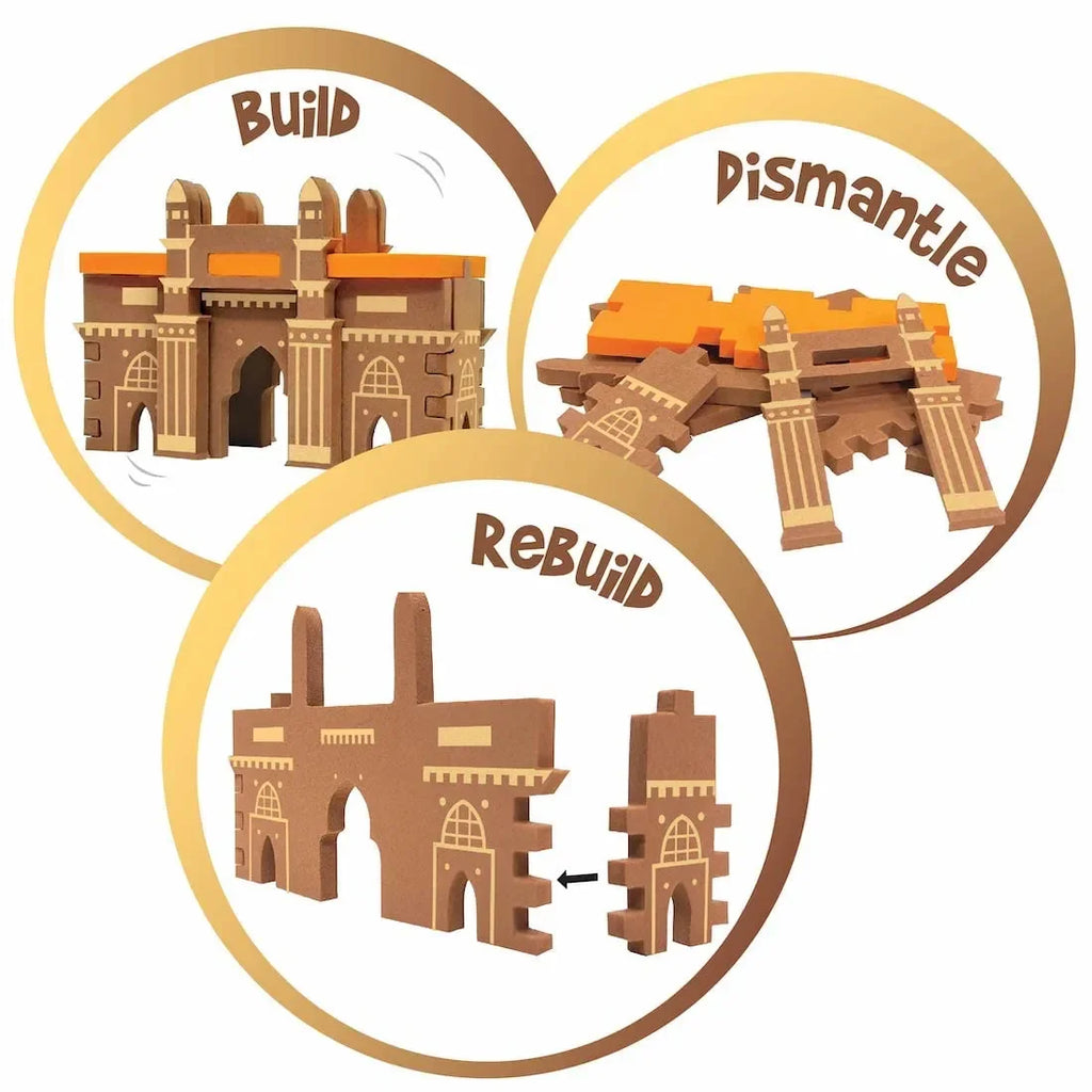 Imagimake Mapology Monuments of India Construction Set – Build 10 Iconic Indian Heritage Monuments | Educational Construction Toy for Kids 5+ | Multicolor 3D Puzzle with Facts & Flags - Naivri