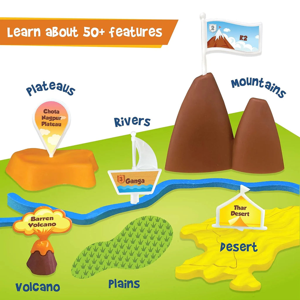 Imagimake Mapology Physical Features of India Puzzle | Learn 50+ Geographical Features | Educational Map Toy for Kids 5+ Years | 3D Puzzle with Rivers, Mountains, Plateaus - Naivri