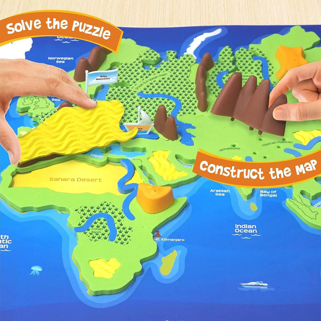 Imagimake Mapology Physical Features of World – 3D Puzzle & Construction Toy for Kids | Educational DIY Science Kit for Geography Learning | Ages 5 to 12 - Naivri