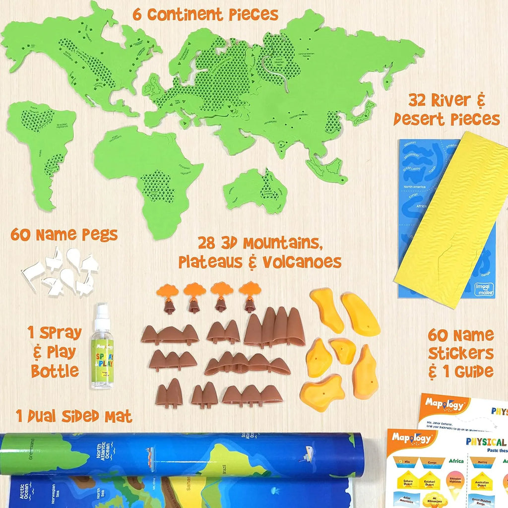 Imagimake Mapology Physical Features of World – 3D Puzzle & Construction Toy for Kids | Educational DIY Science Kit for Geography Learning | Ages 5 to 12 - Naivri
