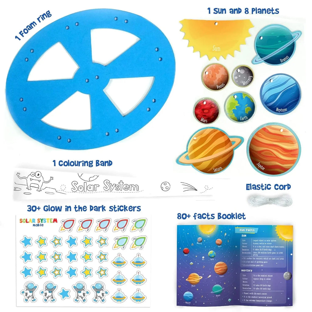 Imagimake Mapology Solar System Mobile – DIY Hanging Craft Kit | Educational Toy for Kids Age 5+ | Glow-in-the-Dark Planetary Model & Learning Aid - Naivri