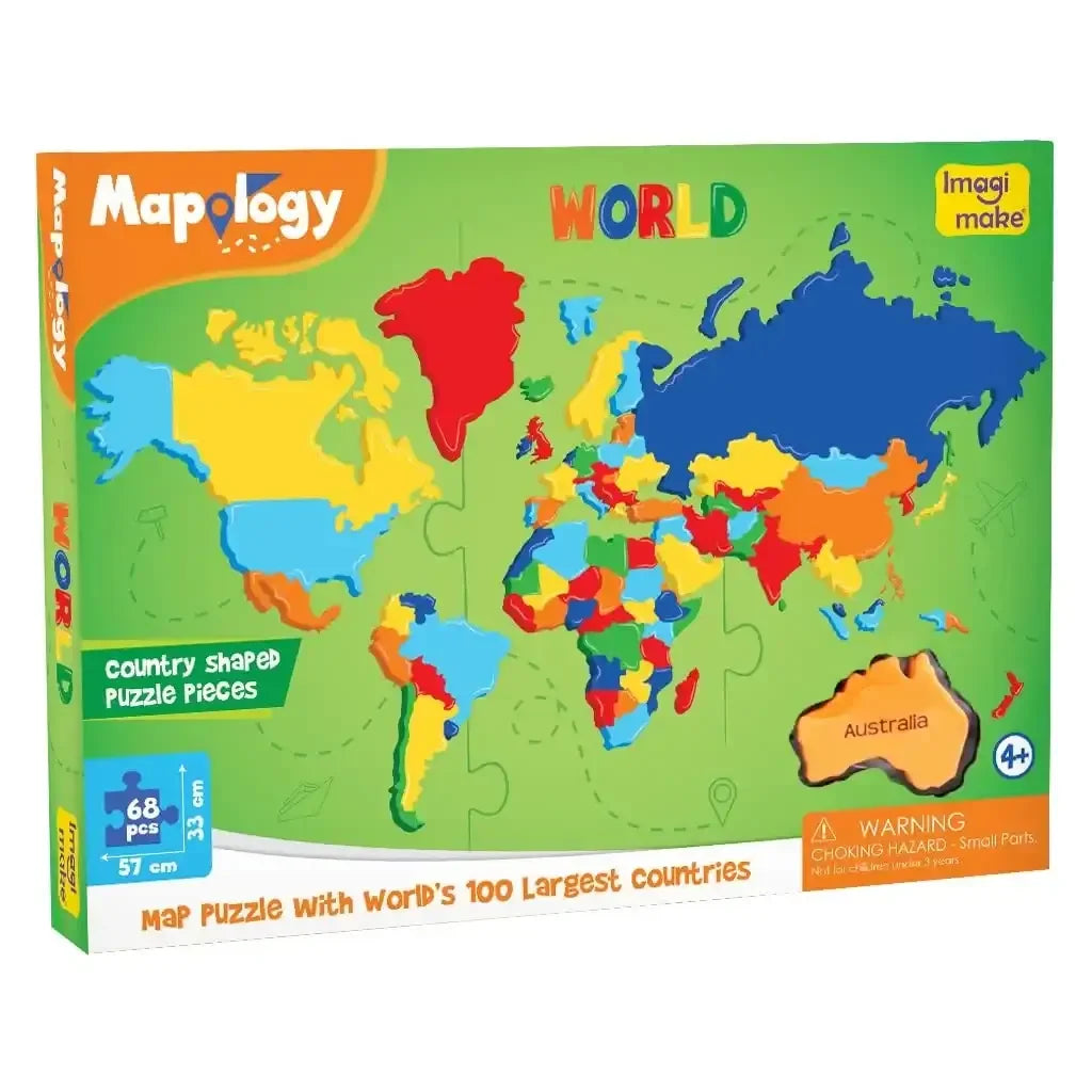 Imagimake Mapology World – Educational Jigsaw Puzzle for Kids Age 4+ | Interactive Geography Learning Aid | Foam Puzzle with 65 Country Pieces - Naivri