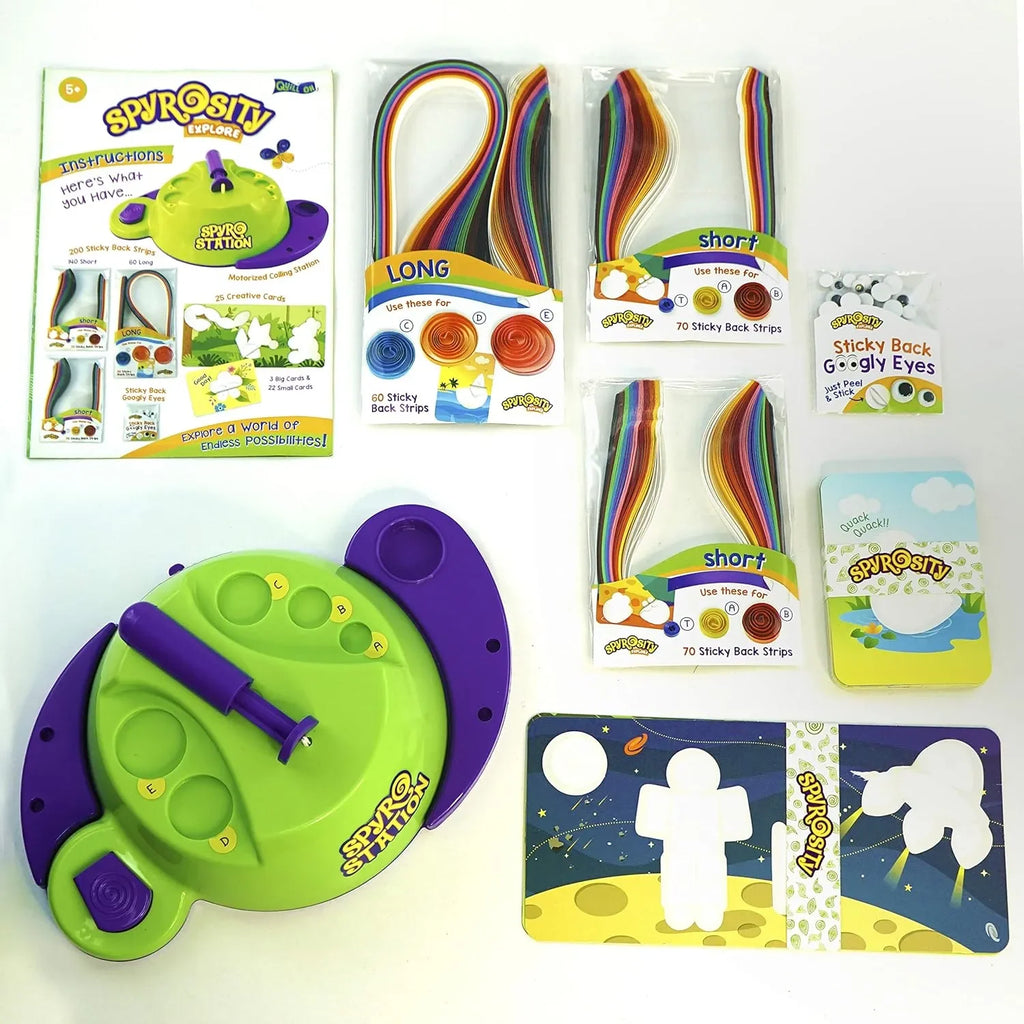 Imagimake Quill On Spyrosity Explore – Motorized Paper Quilling Kit for Kids 5+ | Creative DIY Art & Craft Set for Boys & Girls | 200+ Quilling Strips & 25 Pre-Glued Cards | Patented Spyro Station Tool | Mess-Free Glue-Free Craft Activity - Naivri