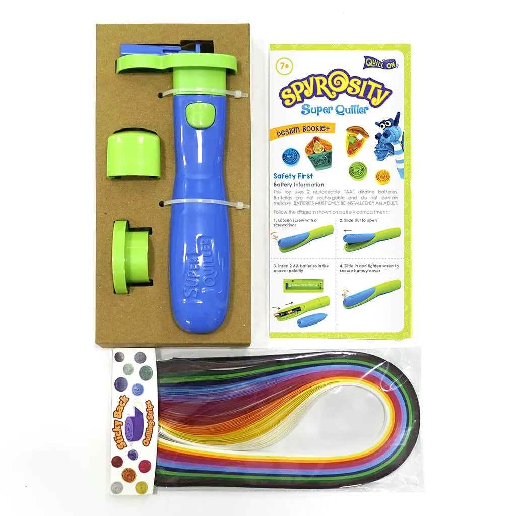 Imagimake Quill On Spyrosity Super Quiller – Electric Quilling Tool – Coils 10+ Strips – Includes 100 Strips – For 7 Year Old Boys & Girls – Multicolor - Naivri