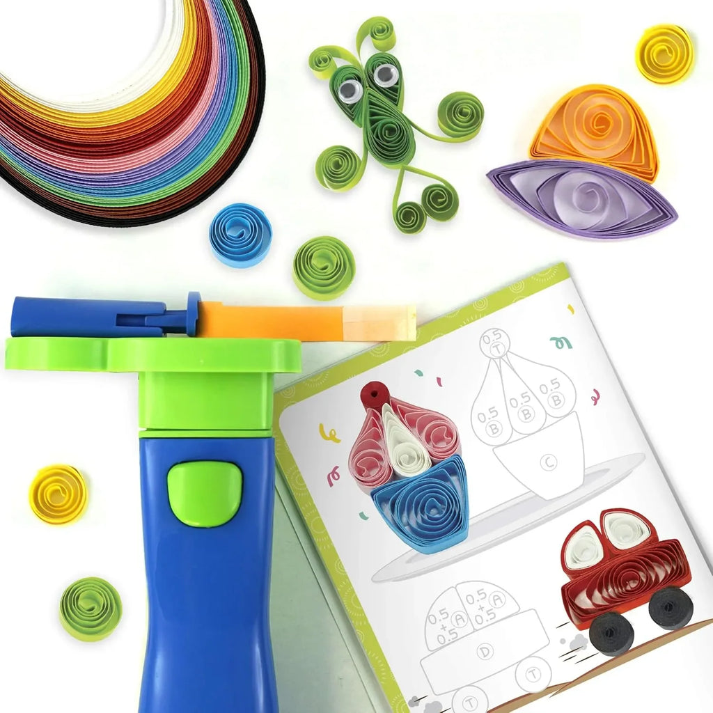 Imagimake Quill On Spyrosity Super Quiller – Electric Quilling Tool – Coils 10+ Strips – Includes 100 Strips – For 7 Year Old Boys & Girls – Multicolor - Naivri