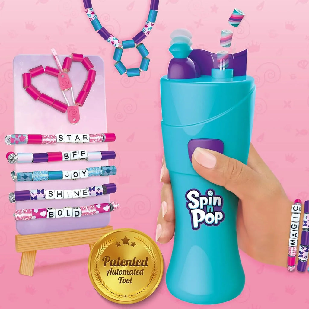 Imagimake Spin n Pop Beads Studio – Patented Electric Bracelet Maker DIY Kit for Kids Age 8-12 | Create 25+ Unique Jewelry Accessories | Multicolor Crafting Set - Naivri