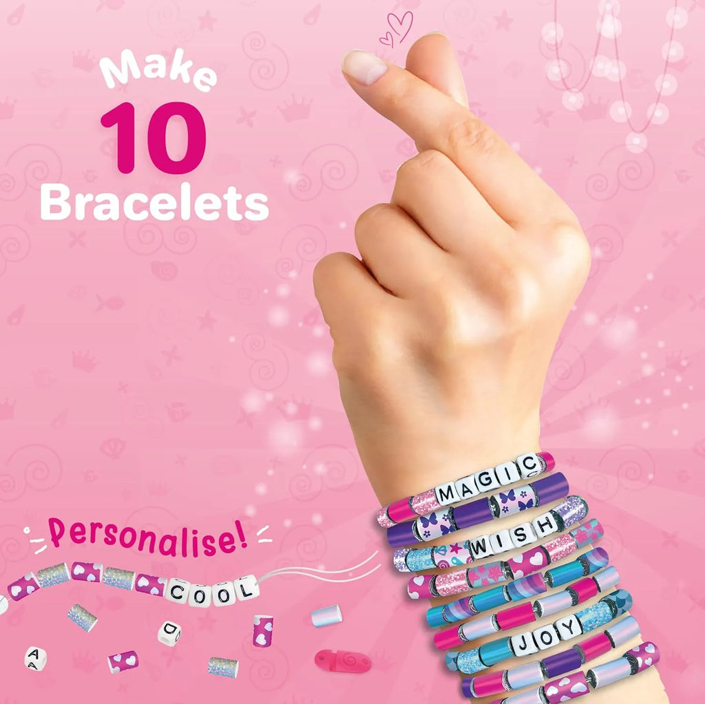 Imagimake Spin n Pop DIY Bracelet Making Kit | Electric Bracelet Maker for Girls Ages 8–12 | Create 10 Custom Friendship Bracelets with Foil Beads, Alphabet Beads & Clasps | Jewellery Craft Kit for Kids & Teens – Blue & Green - Naivri