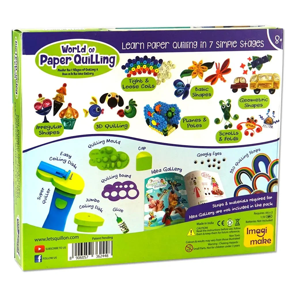 Imagimake Spyrosity Super Quiller Complete DIY Paper Quilling Kit for Kids | Includes 550 Strips, 4 Quilling Tools, Idea Book | Quilling Art & Craft Kit for Age 8+ - Naivri