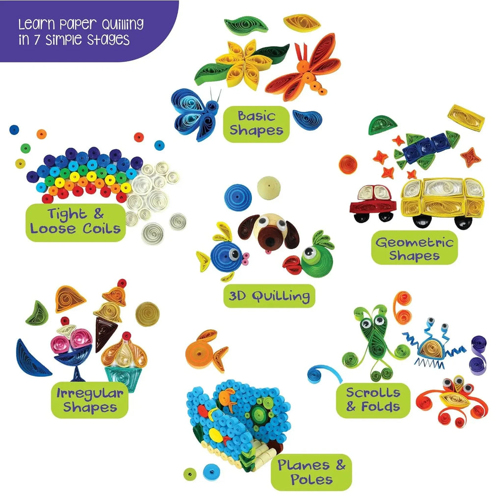 Imagimake Spyrosity Super Quiller Complete DIY Paper Quilling Kit for Kids | Includes 550 Strips, 4 Quilling Tools, Idea Book | Quilling Art & Craft Kit for Age 8+ - Naivri