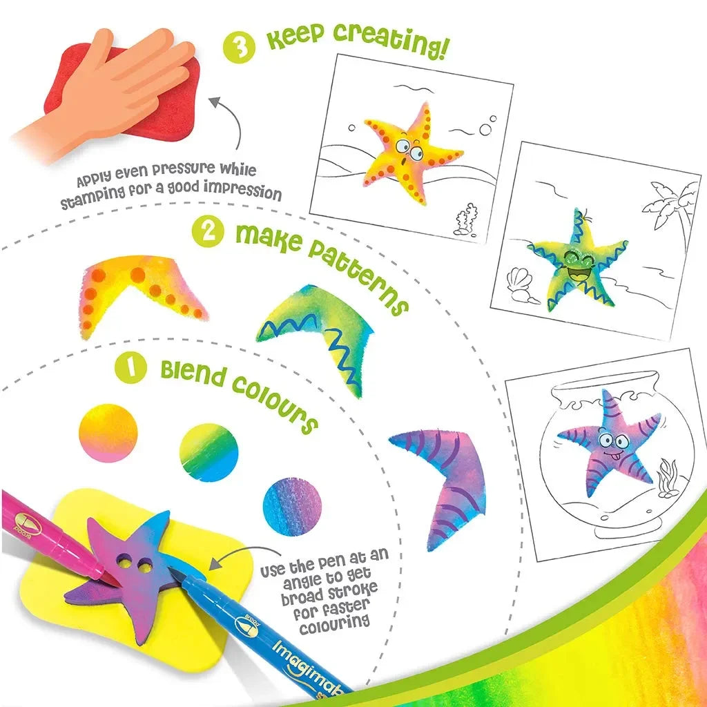 Imagimake Stamp Art – Animal Kingdom DIY Kids Colouring Book Set | Creative Stamp Kit for Boys & Girls Age 3+ | 16 Projects | Reusable Washable Stamps | Made in India | Multicolor Craft Set - Naivri
