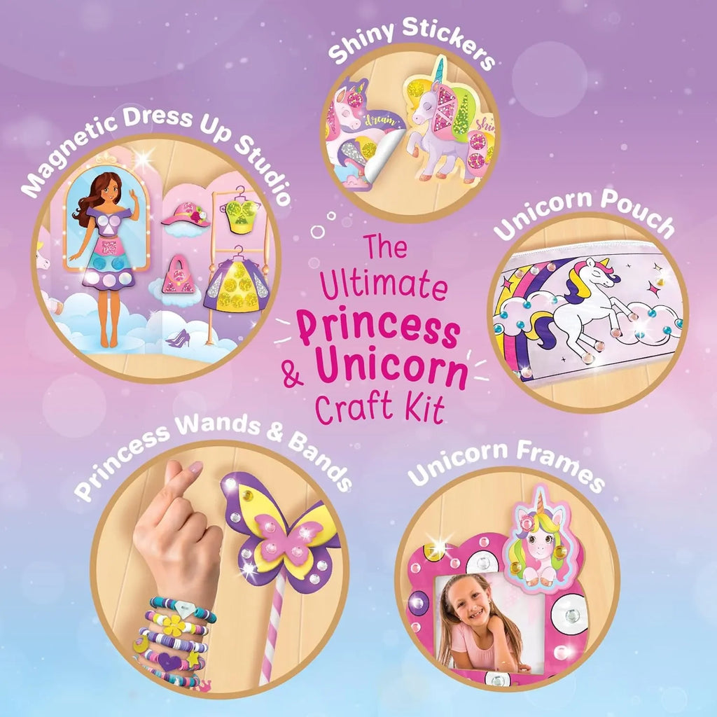 Imagimake Unicorn Craft Kit for Girls | 20+ Mess-Free Art & Craft Activities | DIY Bracelets, Magnetic Dress-Up, Colouring, Painting | Birthday Gift for Girls Age 5 to 10 - Naivri
