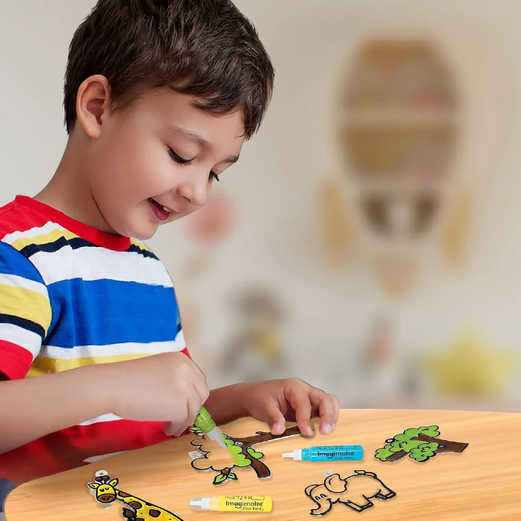 Imagimake Window Art Jungle | DIY Glass Painting Kit for Kids | Sun Catcher Craft Set | Ideal Birthday Gift for Girls & Boys 5+ Years | Creative Art & Craft Activity Toy | Multicolor - Naivri