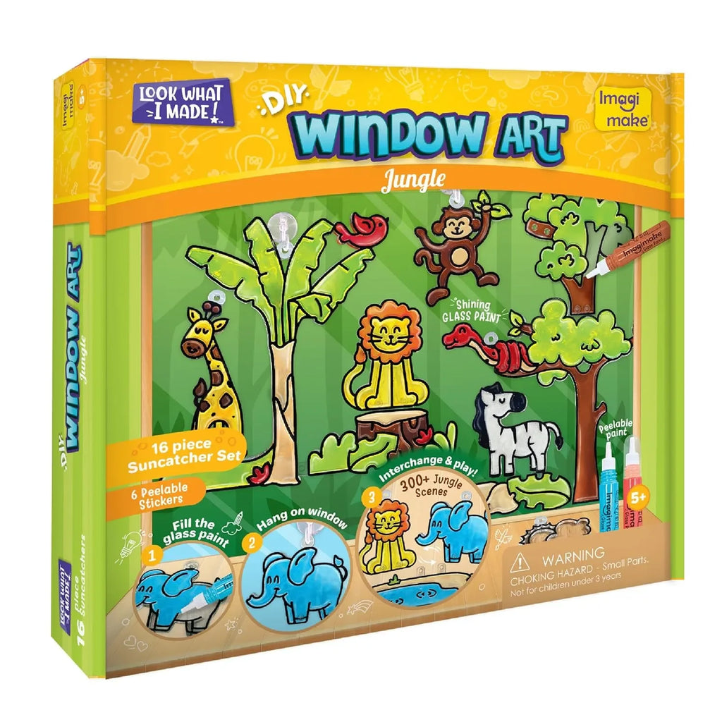 Imagimake Window Art Jungle | DIY Glass Painting Kit for Kids | Sun Catcher Craft Set | Ideal Birthday Gift for Girls & Boys 5+ Years | Creative Art & Craft Activity Toy | Multicolor - Naivri