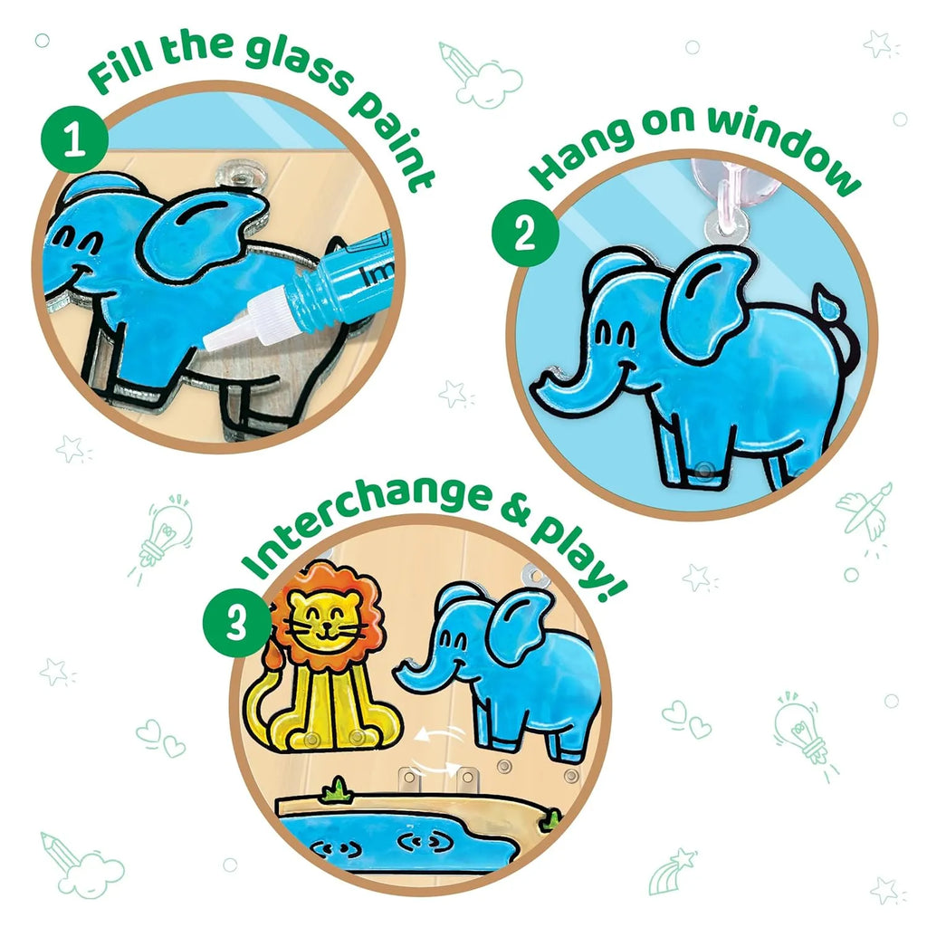 Imagimake Window Art Jungle | DIY Glass Painting Kit for Kids | Sun Catcher Craft Set | Ideal Birthday Gift for Girls & Boys 5+ Years | Creative Art & Craft Activity Toy | Multicolor - Naivri