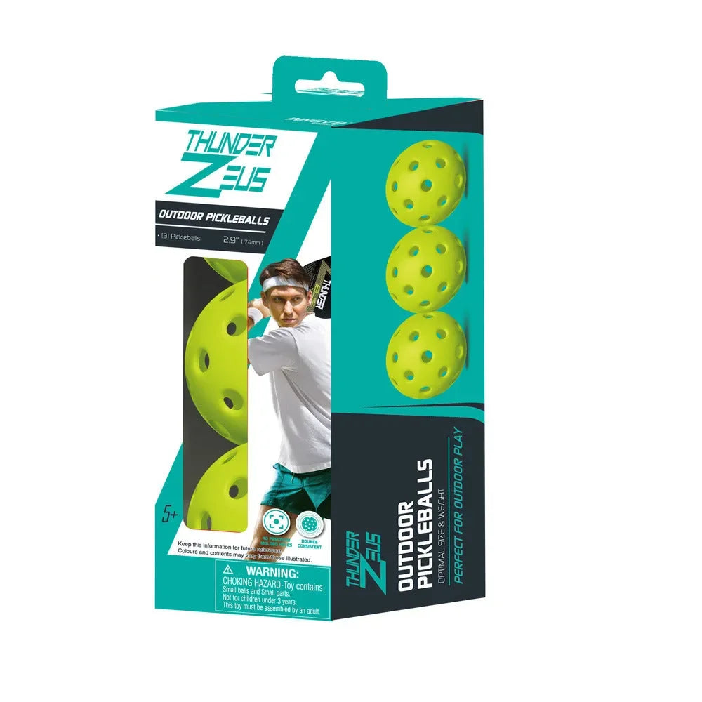 Innov8 Outdoor Pickleball 65130 – Pack of 3 Durable 40-Hole Outdoor Pickleballs (7.4 cm, Yellow) - Naivri