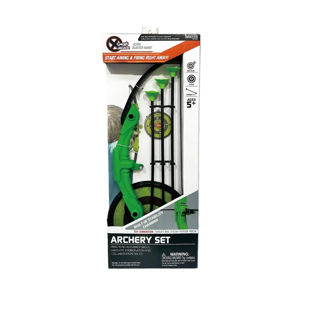 Innov8 Sports Archery Set 22950 – Safe Toy Archery Kit for Kids (Green Bow, 3 Suction Arrows, Target Board, Age 5+) - Naivri