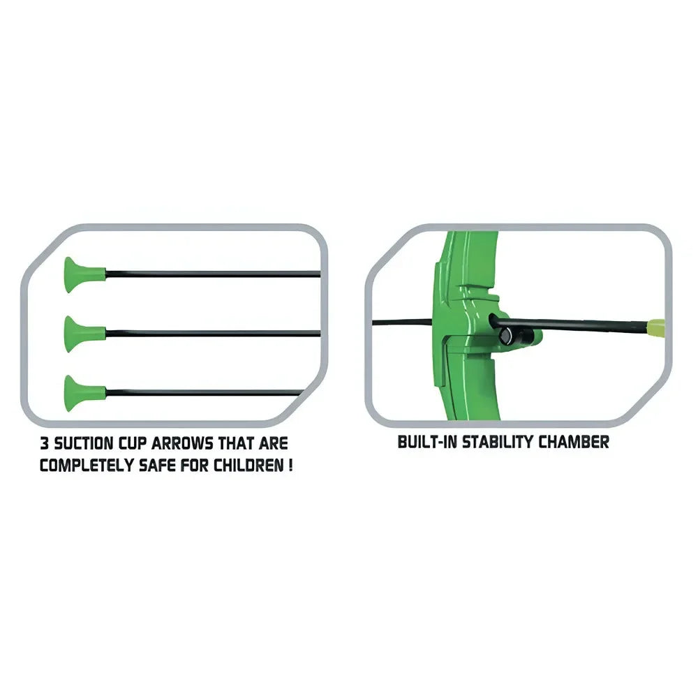 Innov8 Sports Archery Set 22950 – Safe Toy Archery Kit for Kids (Green Bow, 3 Suction Arrows, Target Board, Age 5+) - Naivri