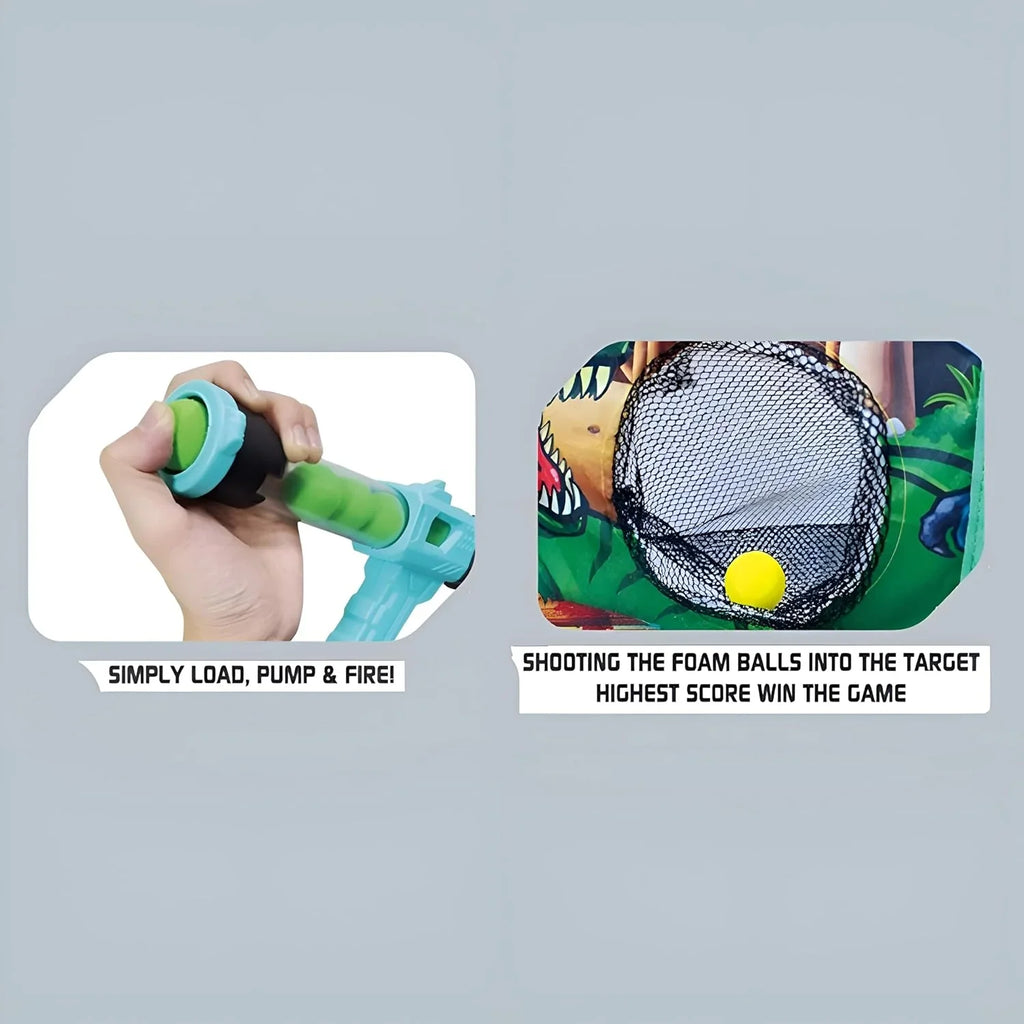 Innov8 Sports Dino Blaster Target Game Set – Dual Air Guns & 24 Foam Balls for Kids 5+ - Naivri