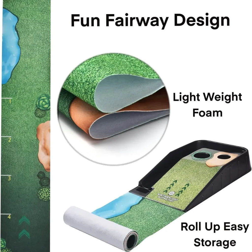 Innov8 Sports Electronic Golf Putting Mat 64712 – Battery-Powered Golf Toy for Kids with Light-Up Hole and Adjustable Putter - Naivri