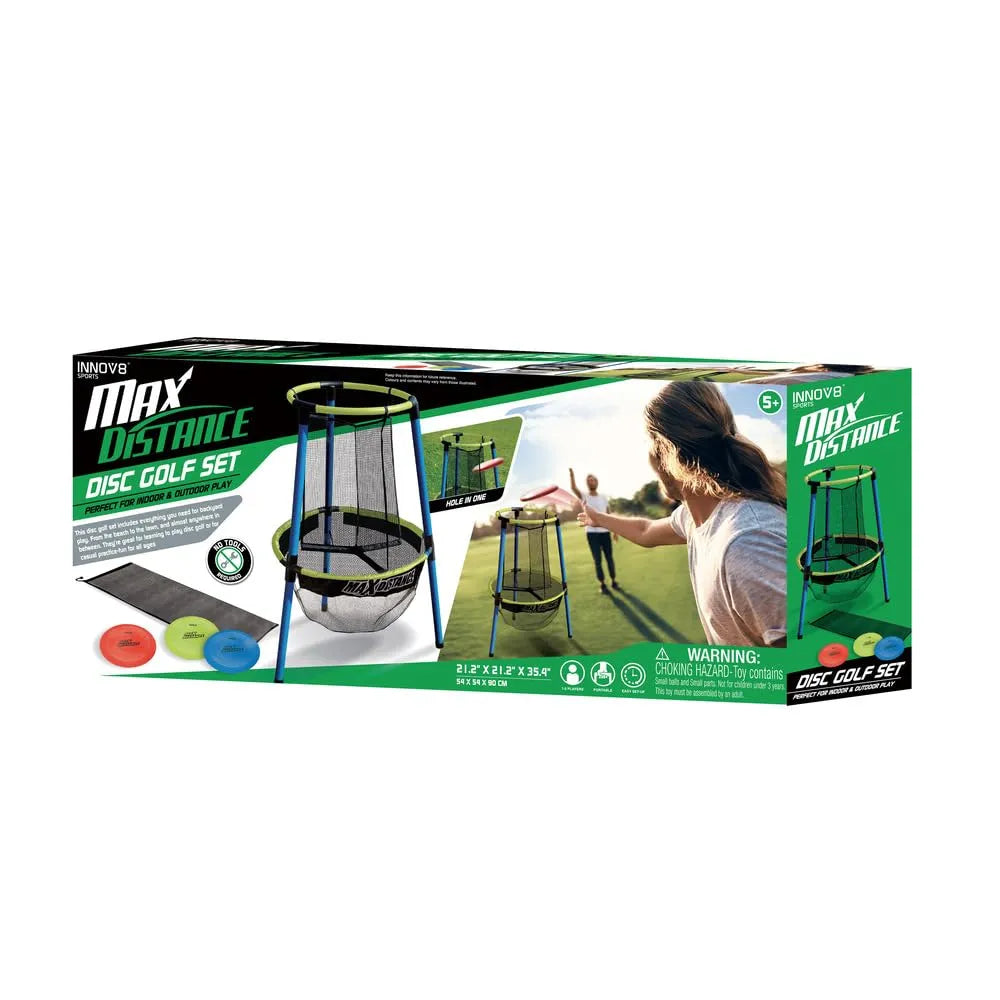 Innov8 Sports Outdoor Frisbee Golf Challenge Set – Goal Basket & 3 Flying Discs for Ages 5+ - Naivri