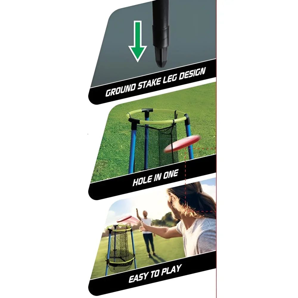 Innov8 Sports Outdoor Frisbee Golf Challenge Set – Goal Basket & 3 Flying Discs for Ages 5+ - Naivri