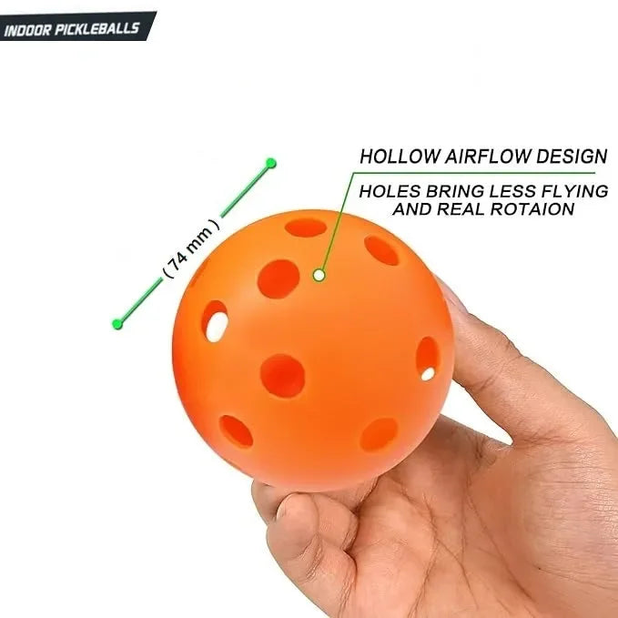 Innov8 Sports Pickleball Balls 65125 – Set of 3 Indoor Pickleballs (7.5 cm, Orange, 26-Hole Design) - Naivri