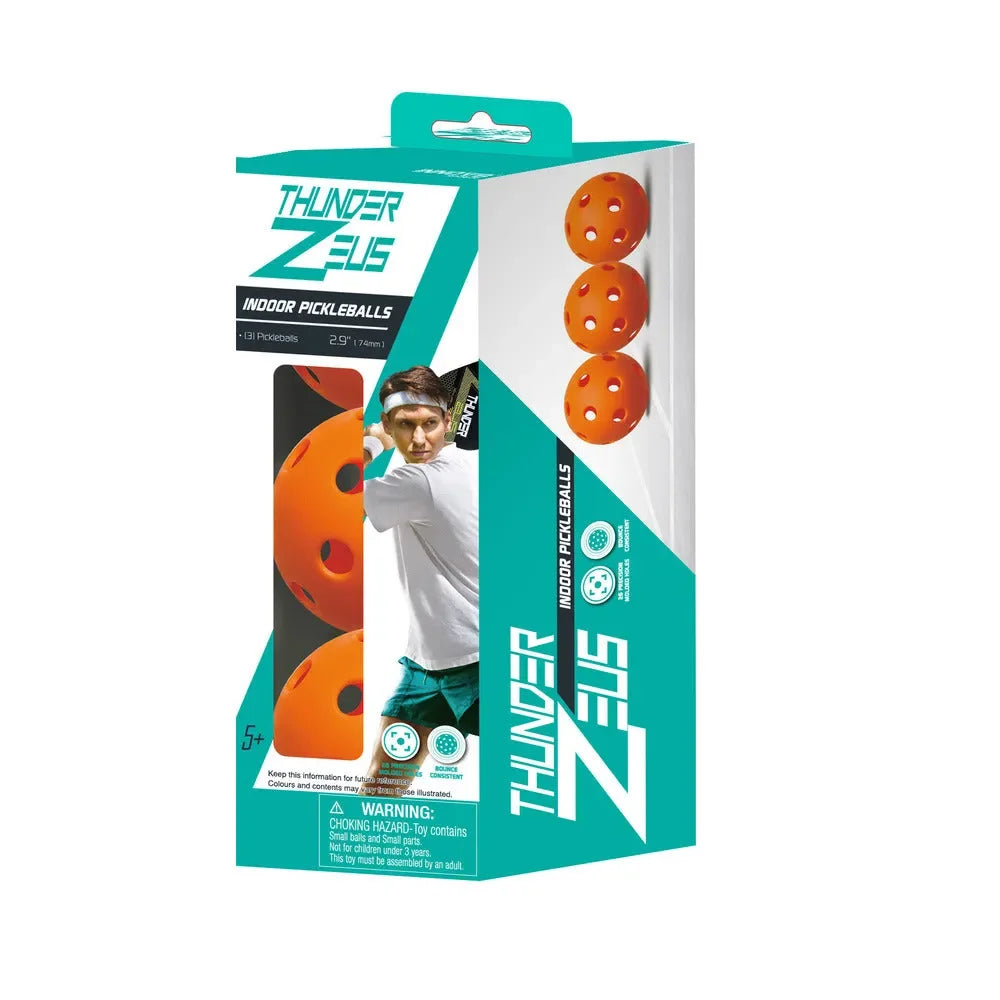 Innov8 Sports Pickleball Balls 65125 – Set of 3 Indoor Pickleballs (7.5 cm, Orange, 26-Hole Design) - Naivri