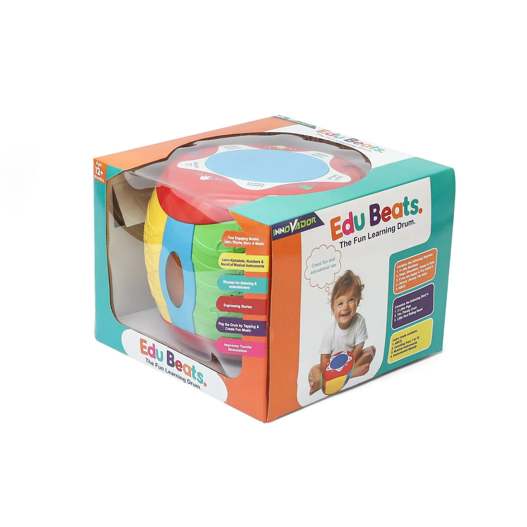 Innovador Edu Beats – The Fun Learning Drum | Musical Educational Toy for Toddlers with Rhymes, Stories & Learn Mode | Ideal for Ages 1+ - Naivri