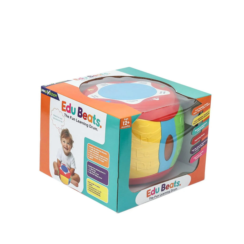 Innovador Edu Beats – The Fun Learning Drum | Musical Educational Toy for Toddlers with Rhymes, Stories & Learn Mode | Ideal for Ages 1+ - Naivri