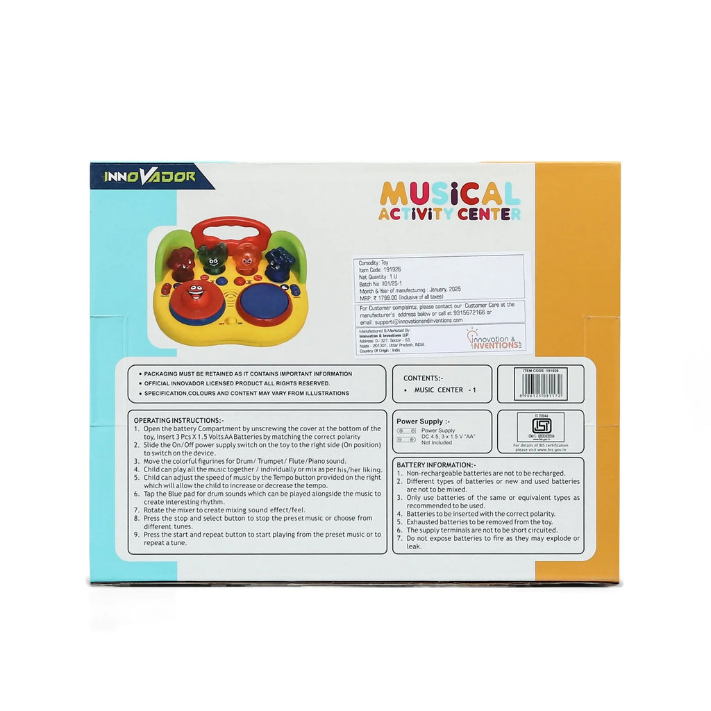 Innovador Musical Activity Center – Interactive Musical Toy for Toddlers 1+ | Piano, Drum, Trumpet, Flute Sounds | Early Learning Toy for Creativity, Rhythm & Sensory Development - Naivri
