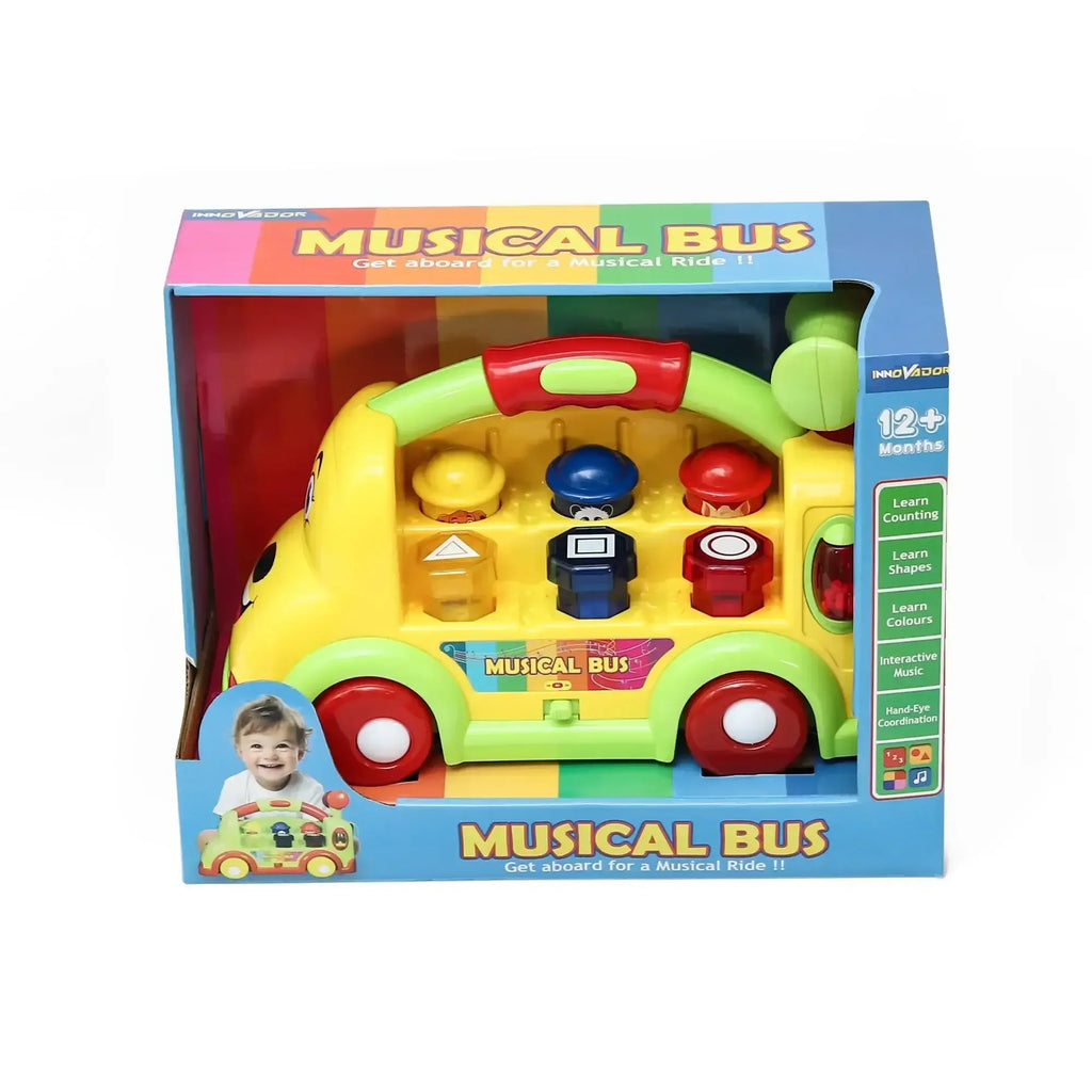 Innovador Musical Bus | Interactive Learning Toy for Toddlers with Pop-Up Animals, Music & Hammer Play | Age 1+ - Naivri