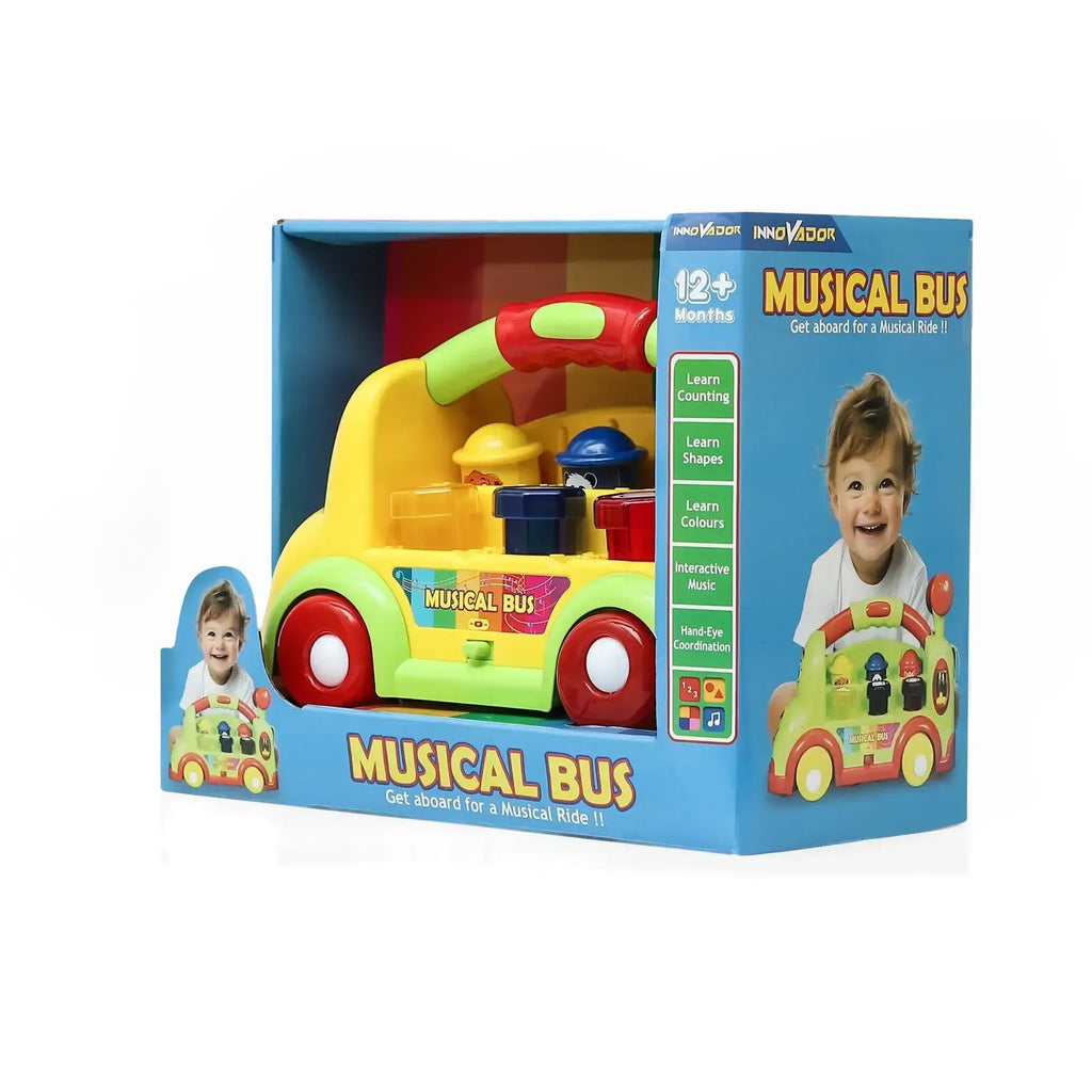 Innovador Musical Bus | Interactive Learning Toy for Toddlers with Pop-Up Animals, Music & Hammer Play | Age 1+ - Naivri