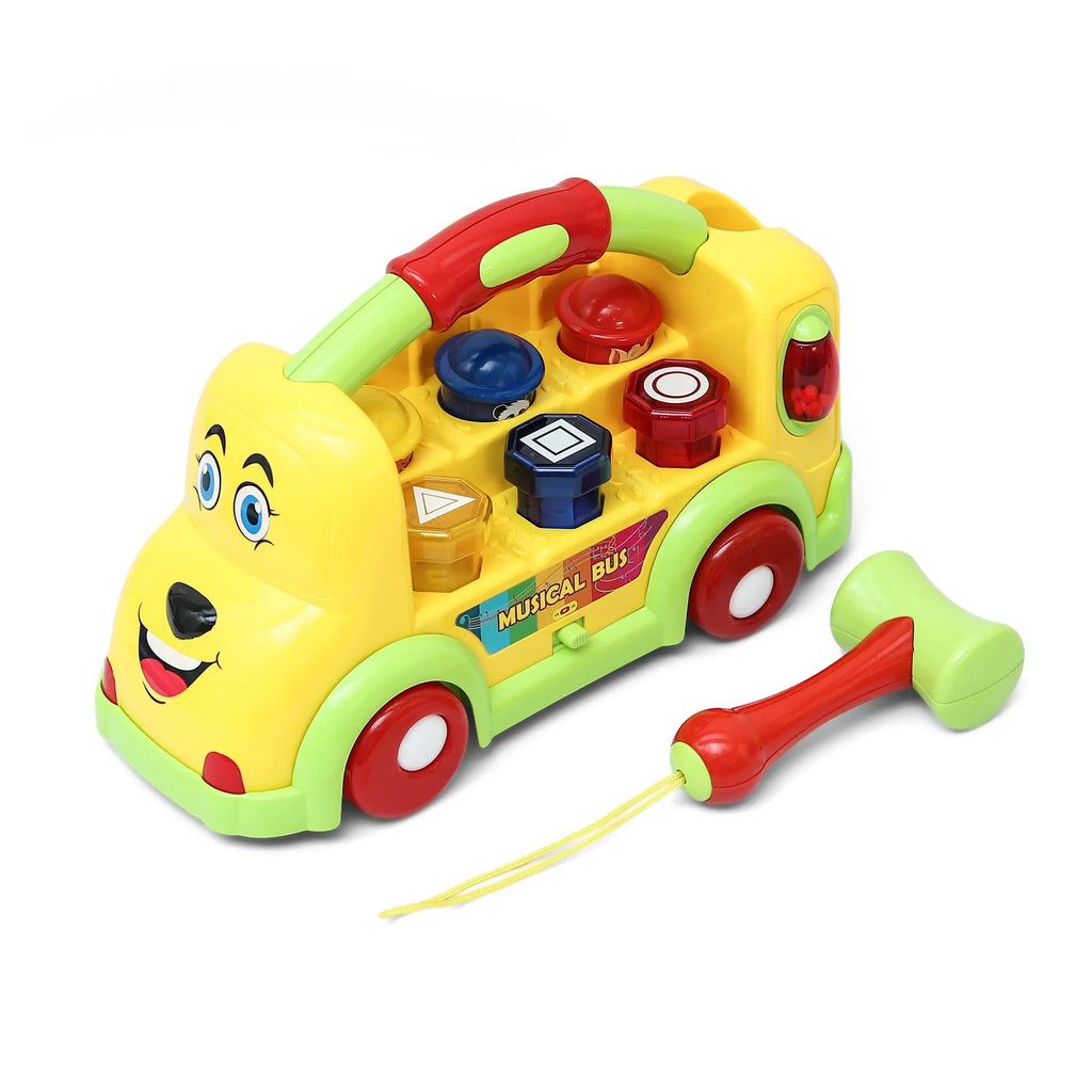 Innovador Musical Bus | Interactive Learning Toy for Toddlers with Pop-Up Animals, Music & Hammer Play | Age 1+ - Naivri