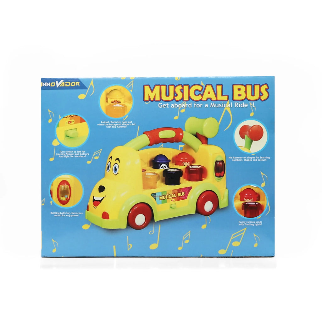 Innovador Musical Bus | Interactive Learning Toy for Toddlers with Pop-Up Animals, Music & Hammer Play | Age 1+ - Naivri