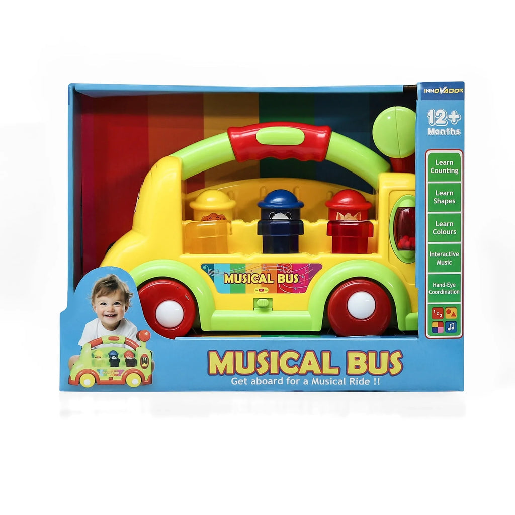 Innovador Musical Bus | Interactive Learning Toy for Toddlers with Pop-Up Animals, Music & Hammer Play | Age 1+ - Naivri