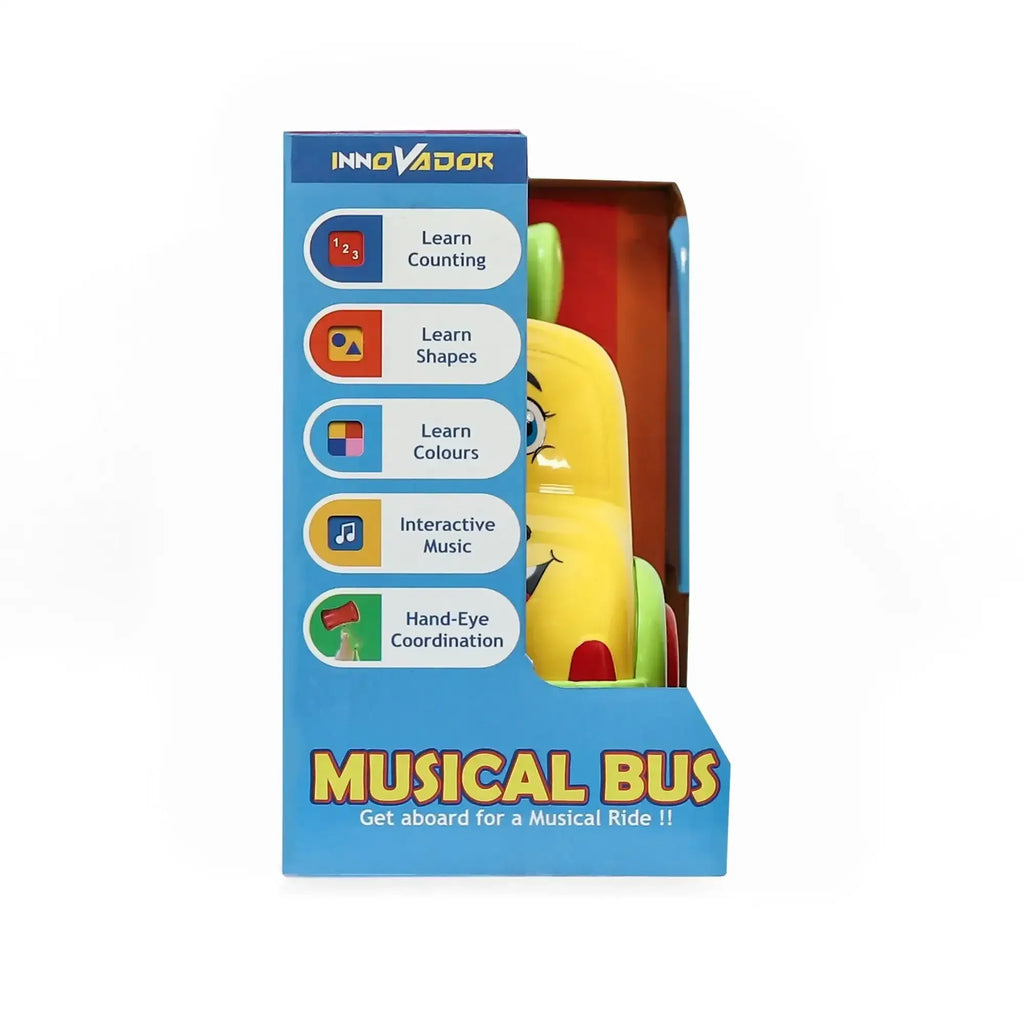 Innovador Musical Bus | Interactive Learning Toy for Toddlers with Pop-Up Animals, Music & Hammer Play | Age 1+ - Naivri