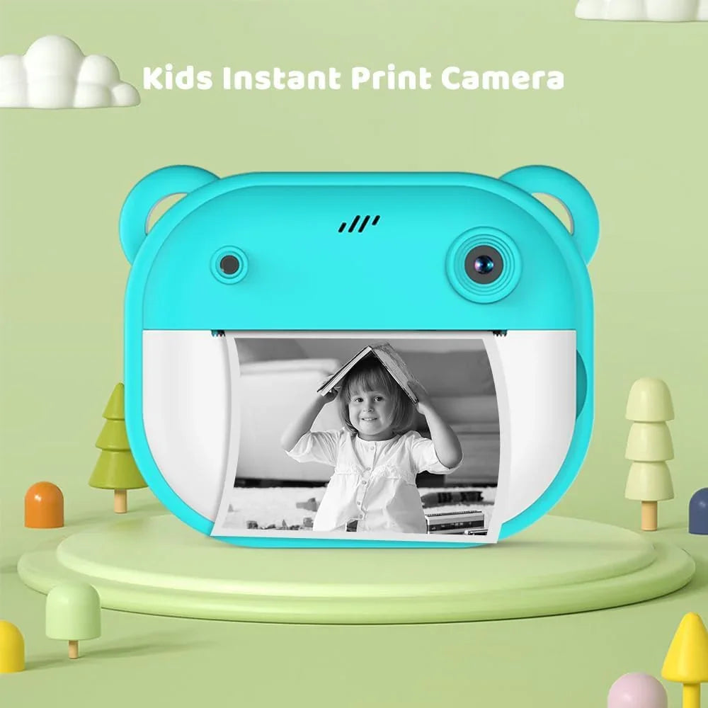 Instant Print Camera for Kids, Full HD 1080P Front Rear Dual Selfie-Video Games,with 2 Rolls Print Paper, Fun Frame, Fun Filters, Gift for Boys and Girls -Camera for Kids 4-12 y - Naivri