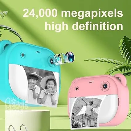 Instant Print Camera for Kids, Full HD 1080P Front Rear Dual Selfie-Video Games,with 2 Rolls Print Paper, Fun Frame, Fun Filters, Gift for Boys and Girls -Camera for Kids 4-12 y - Naivri