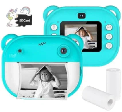 Instant Print Camera for Kids, Full HD 1080P Front Rear Dual Selfie-Video Games,with 2 Rolls Print Paper, Fun Frame, Fun Filters, Gift for Boys and Girls -Camera for Kids 4-12 y - Naivri